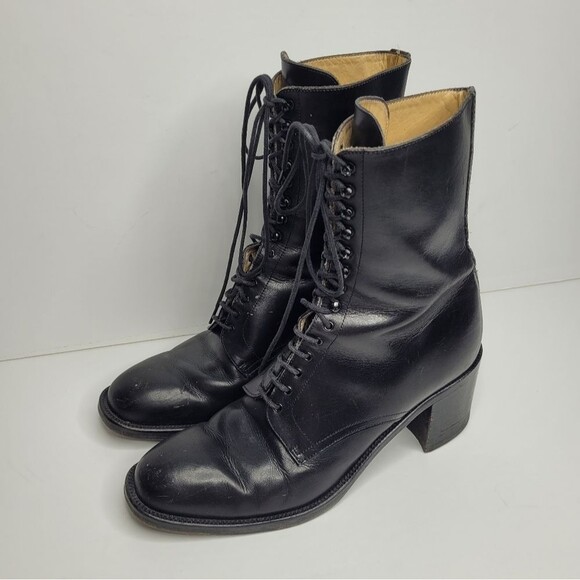 VINTAGE FREELANCE CLASSICS LACE UP HEEL BOOTS Witchy Size 39.5 - Picture 1 of 12